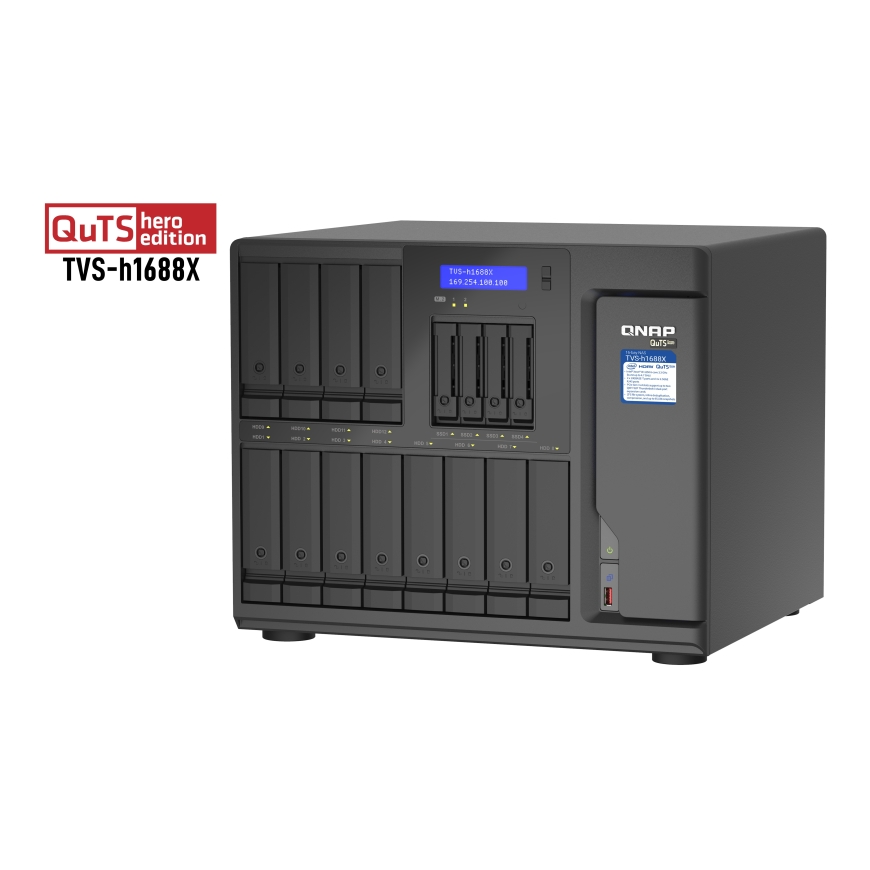 QNAP TVS-h1688X NAS Tower Intel® Xeon® W-1250 32 GB DDR4 0 TB QuTS hero Black – 5