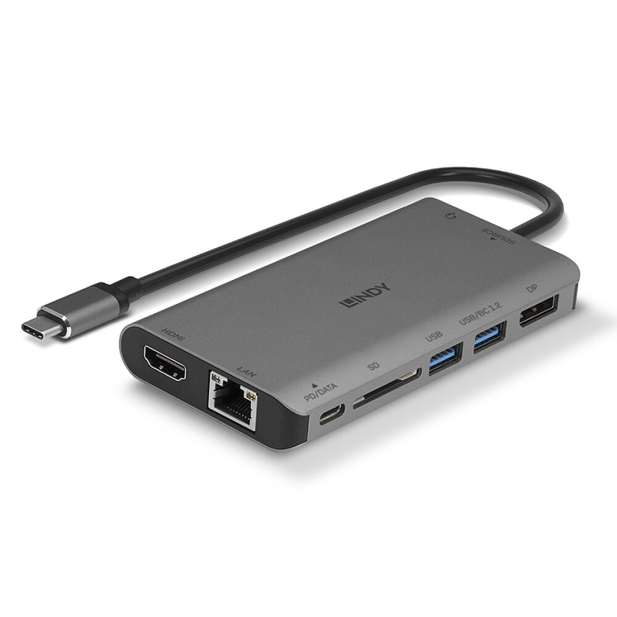 Lindy 43323 kannettavien tietokoneiden telakka ja porttitoistin Langallinen USB 3.2 Gen 1 (3.1 Gen 1) Type-C Musta, Harmaa – 2