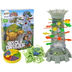 Lean Toys Table Game for Kids "Falling Dinosaurs" with Tower