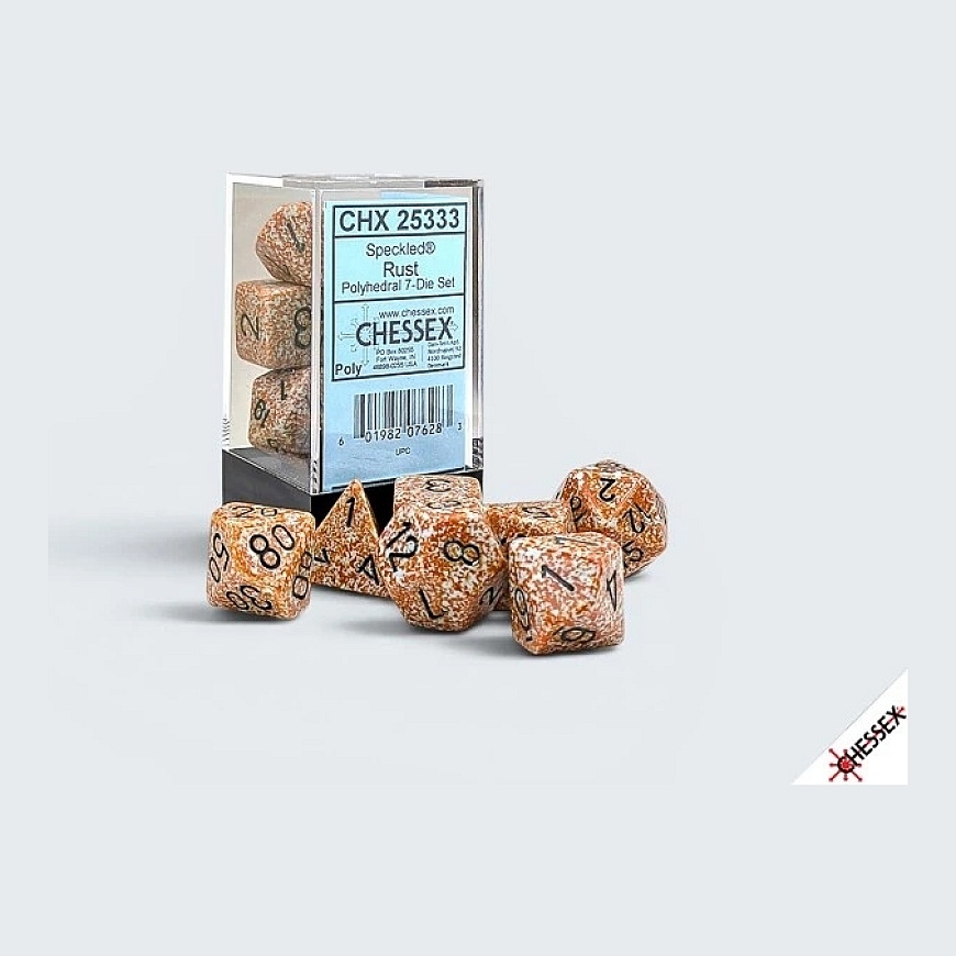 Chessex Polyhedral Speckled Rust/Black 7-Die Set – 2