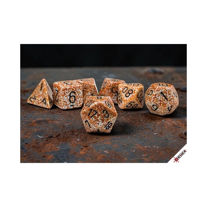 Chessex Polyhedral Speckled Rust/Black 7-Die Set – 3