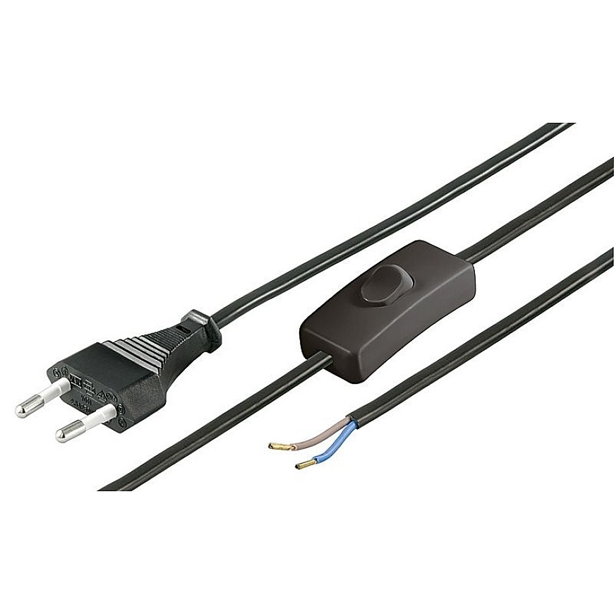 Power cable AC with connector and switch, load capacity 2.5A