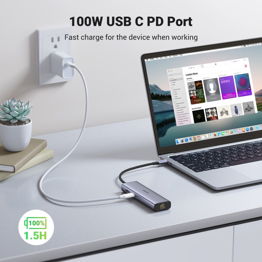 Ugreen USB-C to 2*USB3.0+HDMI+RJ 45+SD&TF+PD port Hub – 4