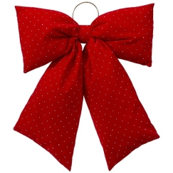 Atmosphera Quilted Bow for Christmas Tree with Sequins BLINK, Red, 38 x 46 cm