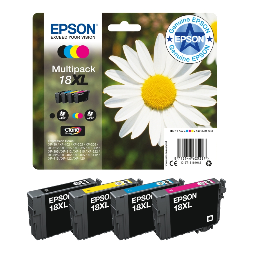 Epson Daisy C13T18114012 rašalo kasetė 1 vnt Originalus Didelė (XL) išeiga Juoda