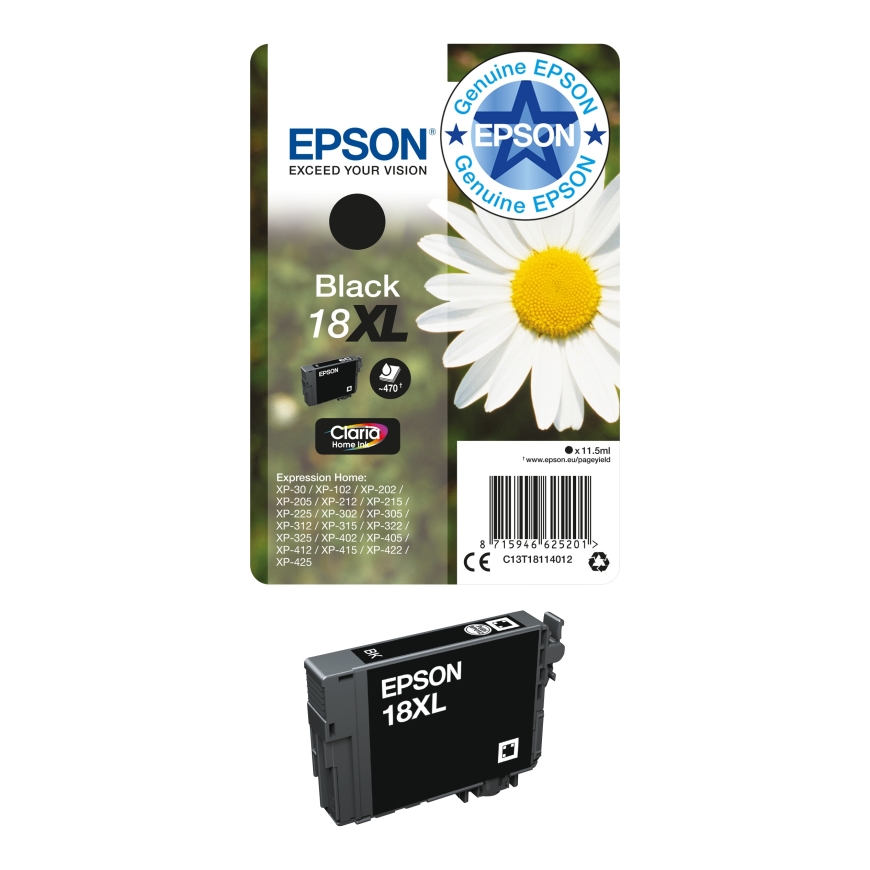Epson Daisy Yksittäispakkaus, musta 18XL Claria Home -muste – 4