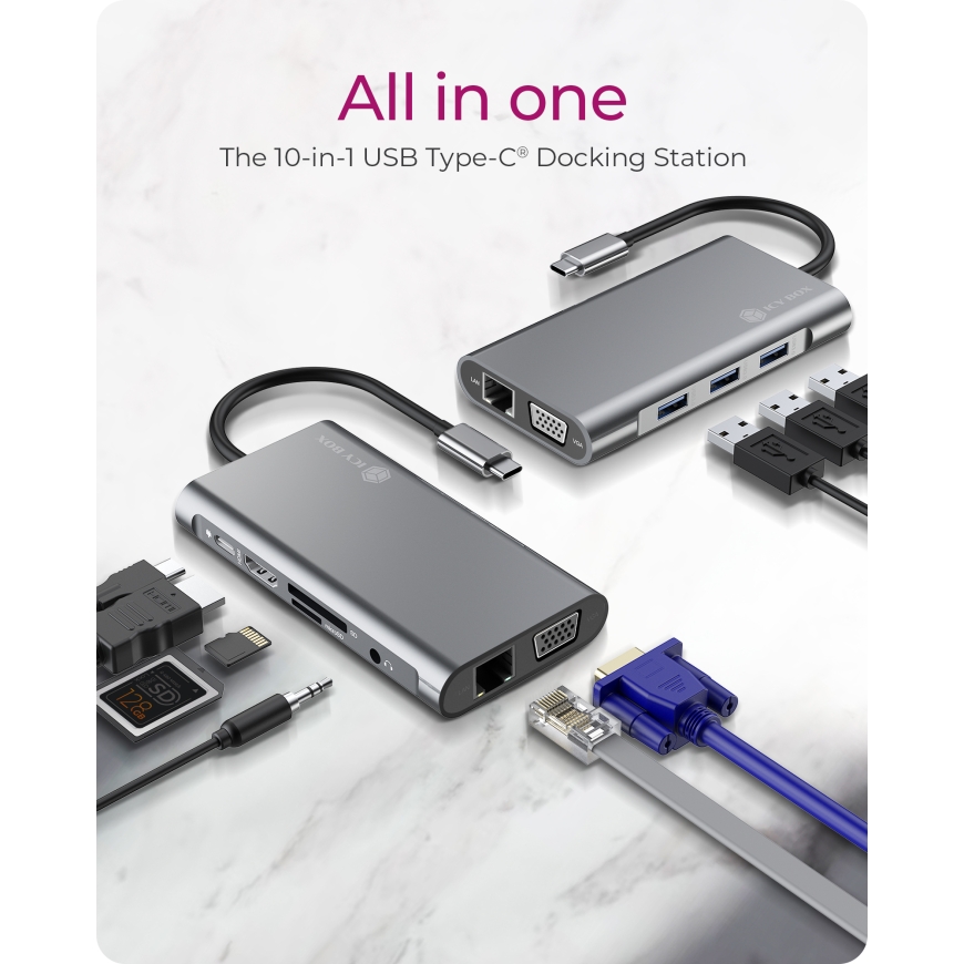 ICY BOX IB-DK4040-CPD Проводная USB 3.2 Gen 1 (3.1 Gen 1) Type-C Антрацит, Черный – 2