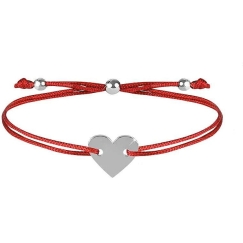 Twisted bracelet with heart red / steel