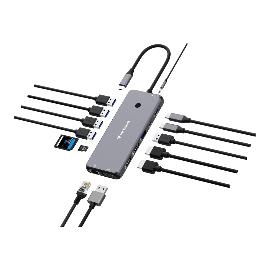 Verbatim CMH-14 USB tüüp-C 5000 Mbit/s Hõbe