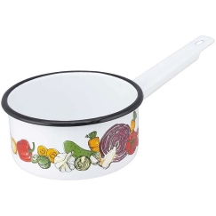 Silesia Enamelled Pot with Handle 1 L, Diameter 14 cm, Decor.Vegetables Altom 3407