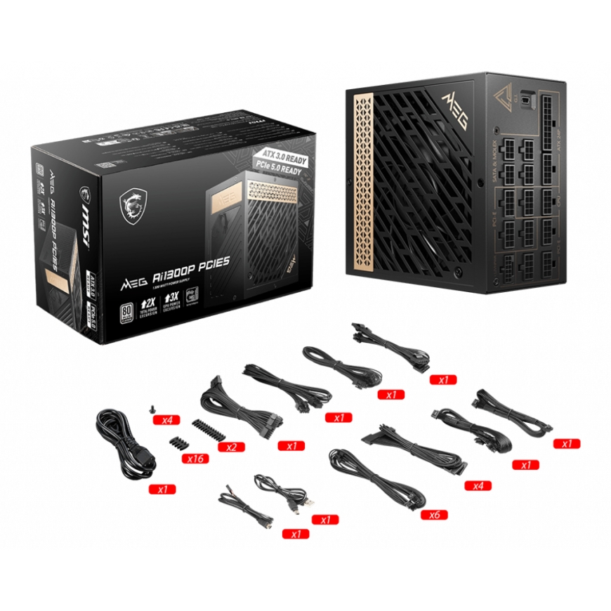 MSI MEG AI1300P PCIE5 power supply unit 1300 W 24-pin ATX ATX Black – 5