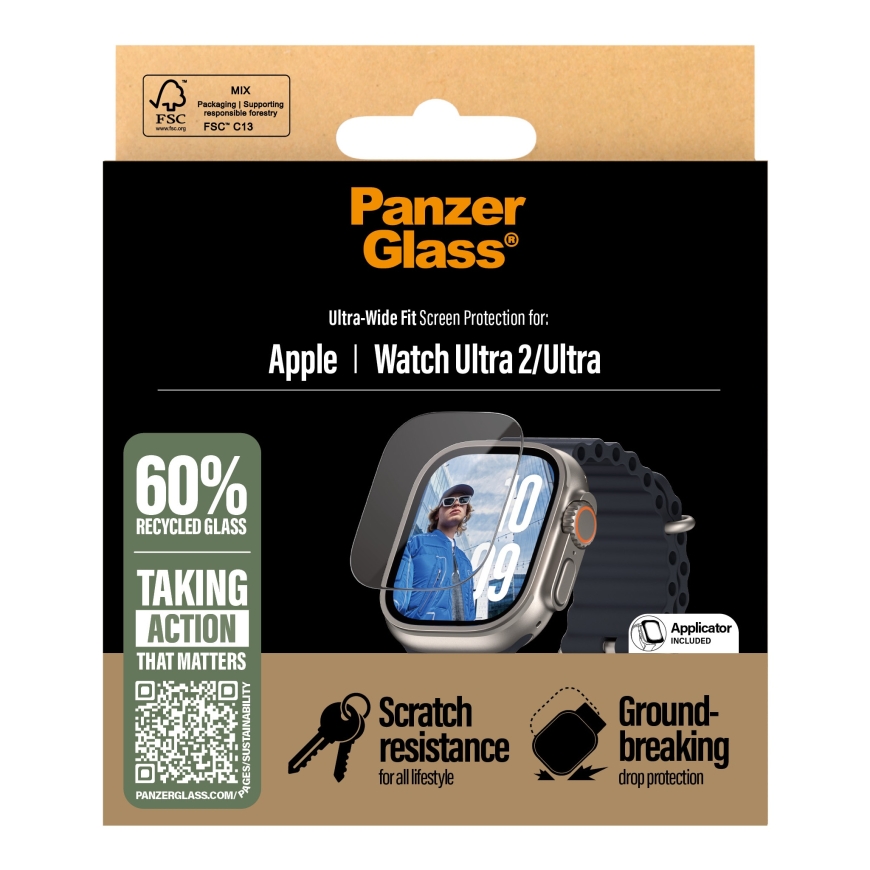 PanzerGlass ® Screen Protector Apple Watch Ultra | Ultra 2 | Ultra-Wide Fit Caurspīdīgs ekrāna aizsargs 1 pcs – 3