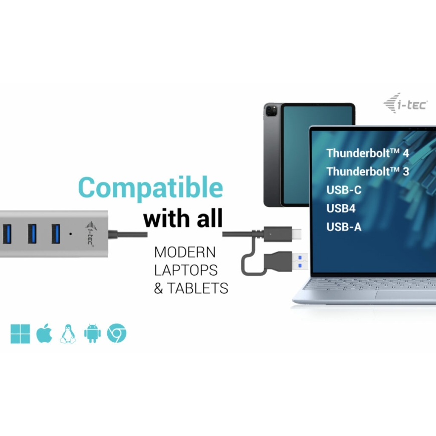 i-tec USB-C/USB-A Charging Metal HUB 7 Port – 4
