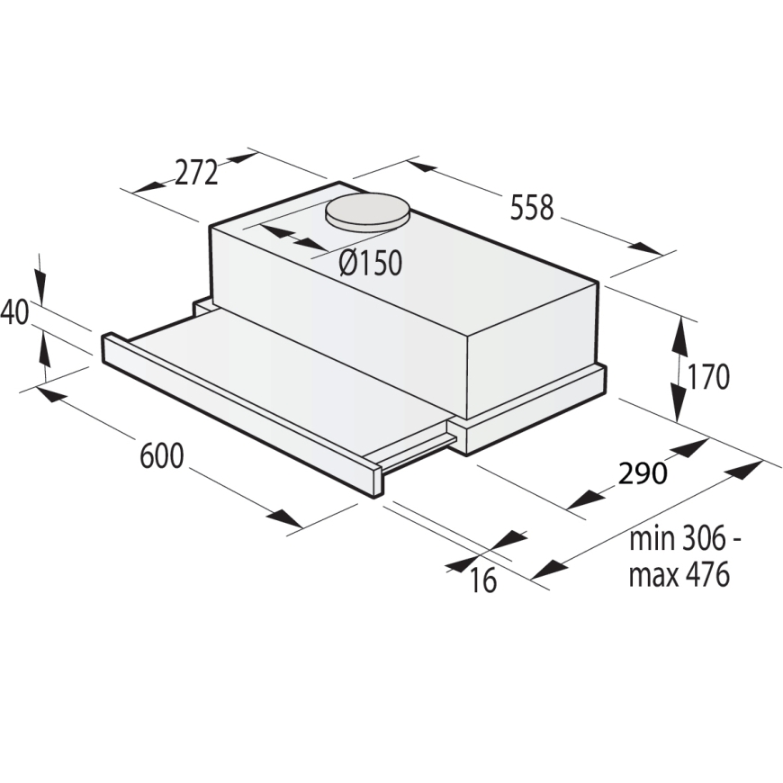 Hisense MH6TL4TB Pusiebūvētais (izvelkams) Melns 450