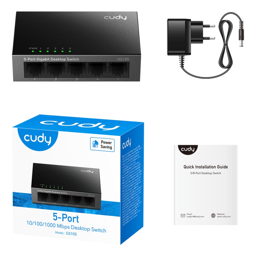 Cudy GS105 network switch Gigabit Ethernet (10/100/1000) Black – 4