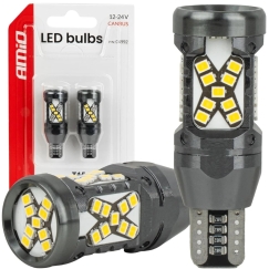 Lemputės LED Canbus W16W T15 2016 45SMD baltos 12V 24V Amio-04992