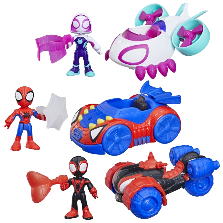 SPIDER-MAN Spidey and His Amazing Friends mängukomplekt Spidey sõidukid 3-pakk