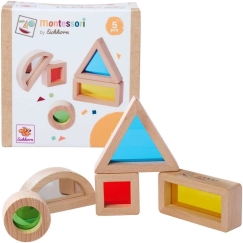 Simba Montessori puidust värvilised plokid, erinevad kujundid, 5 elementi
