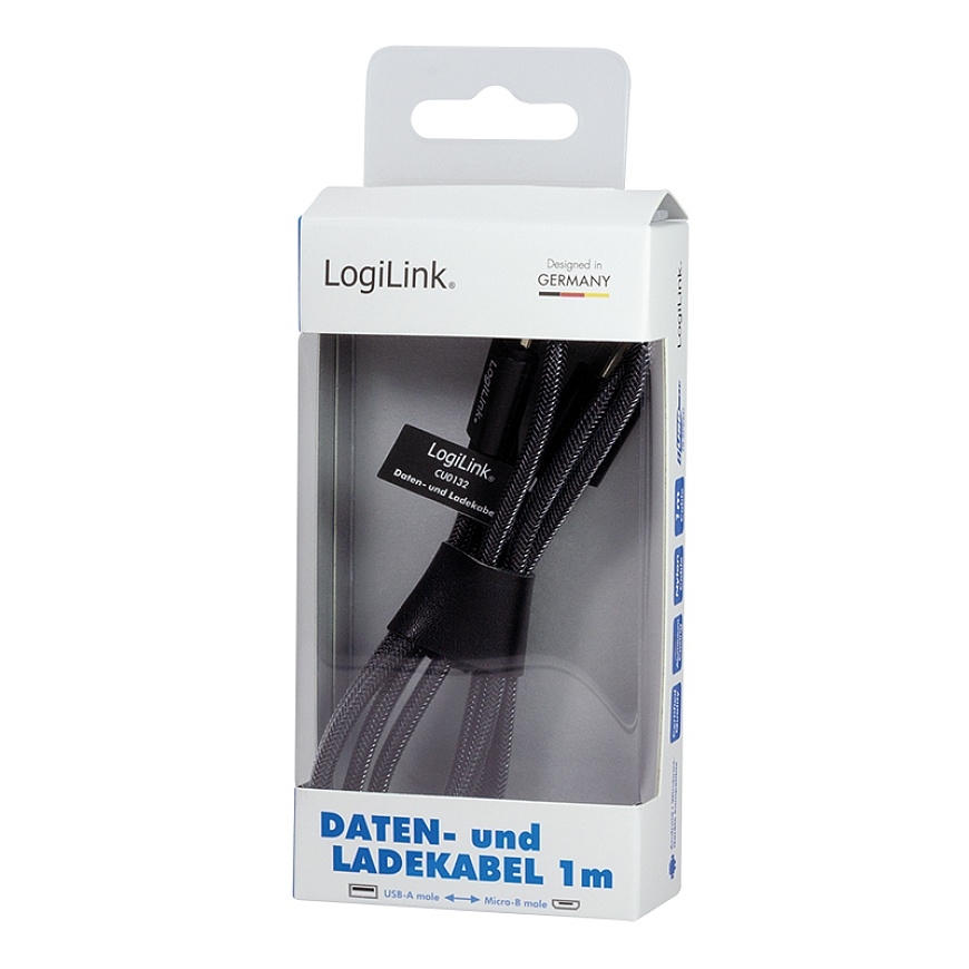 LogiLink CU0132 USB кабель 1 m USB 2.0 USB A Micro-USB A Серый – 3