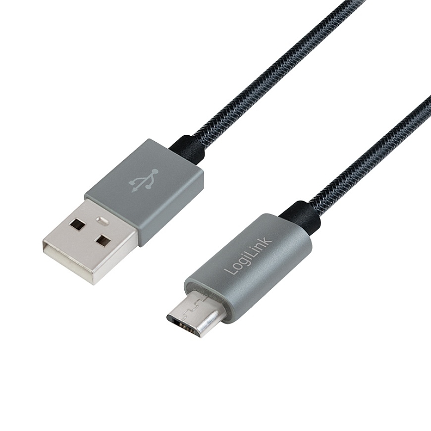 LogiLink CU0132 USB kabelis 1 m USB 2.0 USB A Micro-USB A Pelēks – 5