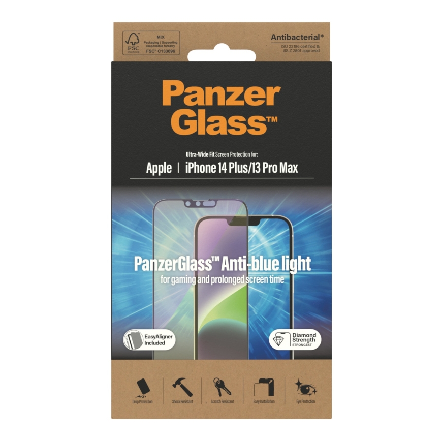 PanzerGlass ® Anti-blue light Screen Protector Apple iPhone 14 Plus | 13 Pro Max | Ultra-Wide Fit w. EasyAligner – 3