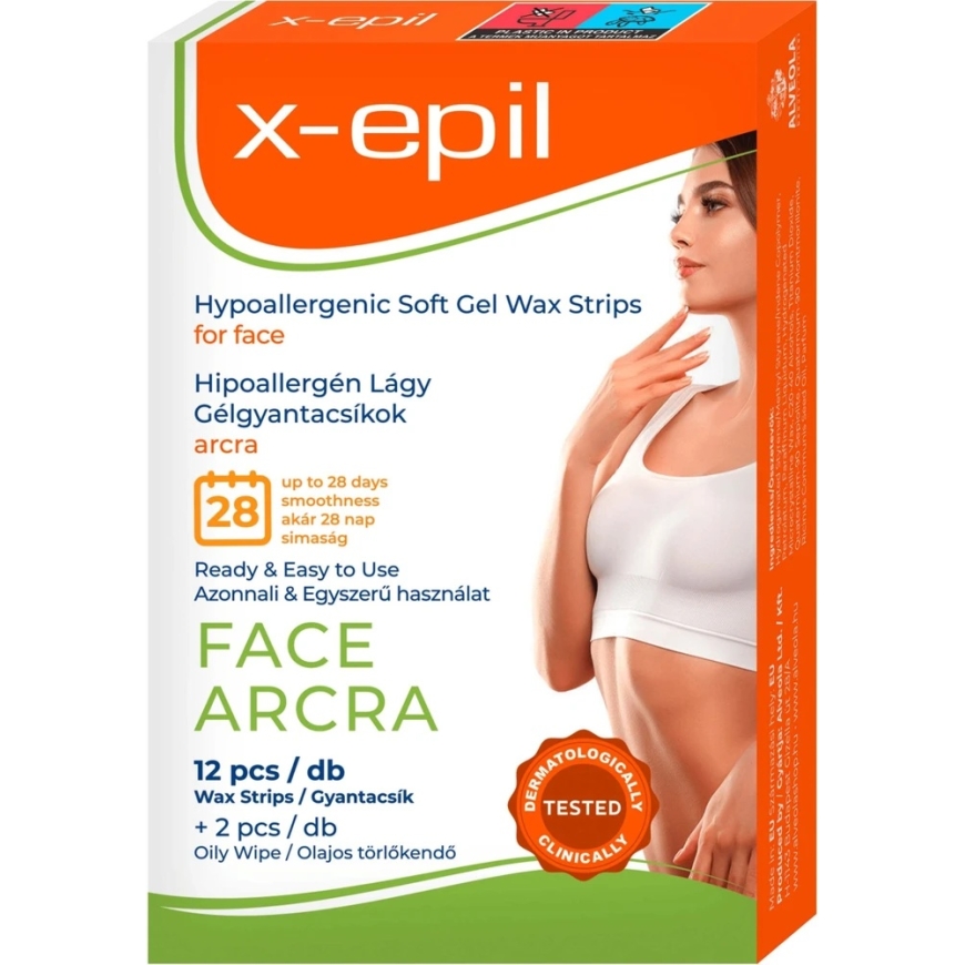 X-Epil Hypoallergenic Silky Finish Face Wax Strips, 12 pcs. – 2