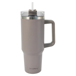 Termospuodelis ar šiaudeliu, pelēks, 1100 ml, nerūsējošā tērauda, Klausberg, kb-7943