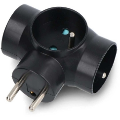 Electrical distribution box – 3 sockets with grounding – black – DPM P901B