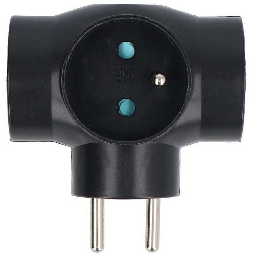 Electrical distribution box – 3 sockets with grounding – black – DPM P901B – 3