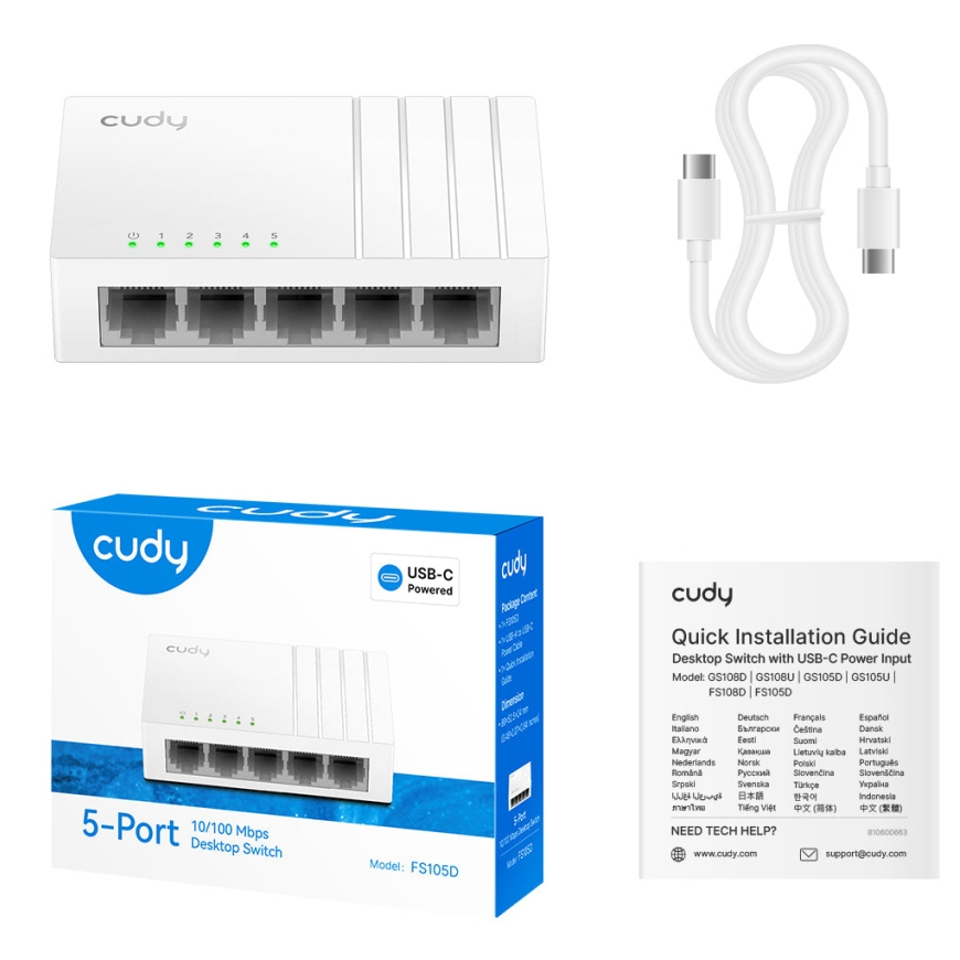Cudy FS105D сетевой коммутатор Fast Ethernet (10/100) Черный – 4