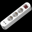 Plastrol Extension Cord with Triple Socket, Schuko Switch, and USB 3x2P+ with 16A, 1.5m, White Plastrol Extension Cord with Triple Socket, Schuko Switch, and USB 3x2P+ with 16A, 1.5m, White