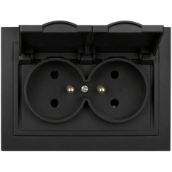 Double socket with cover and grounding black VCX WESA LC-53C Black