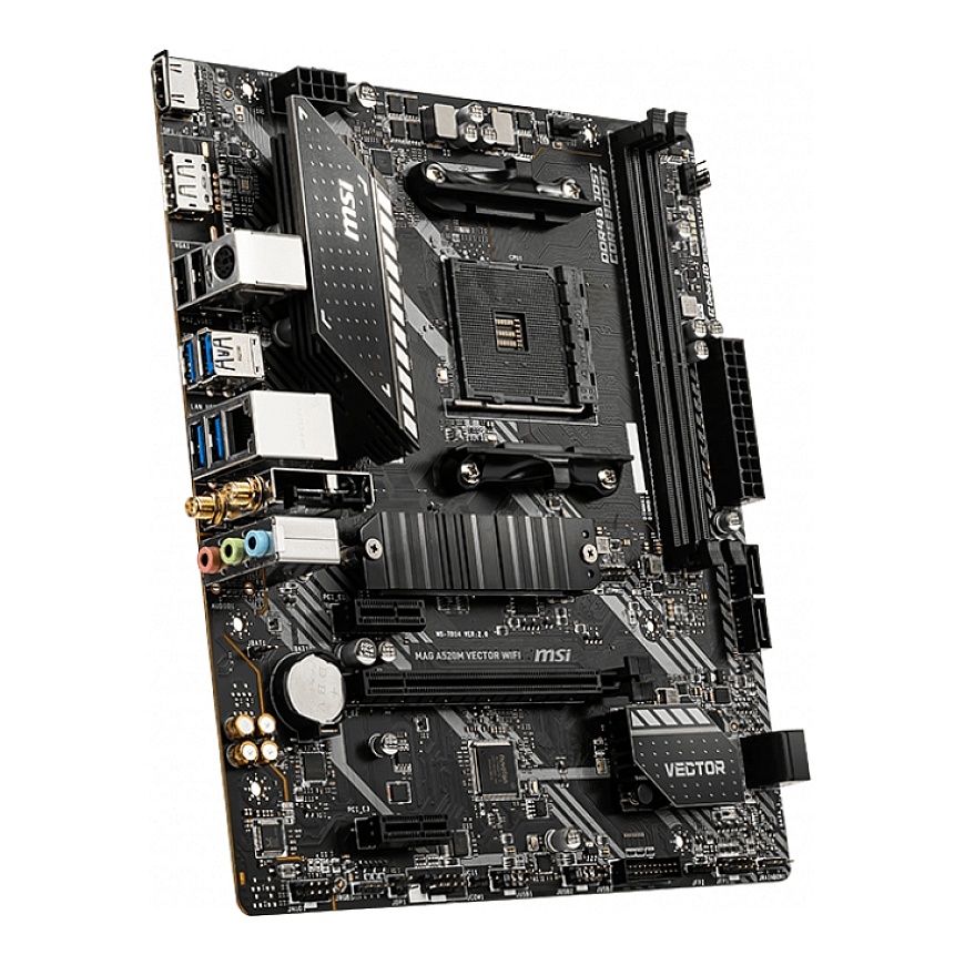 MSI MAG A520M VECTOR WIFI mātes plate AMD A520 Ligzda AM4 mikro ATX – 3
