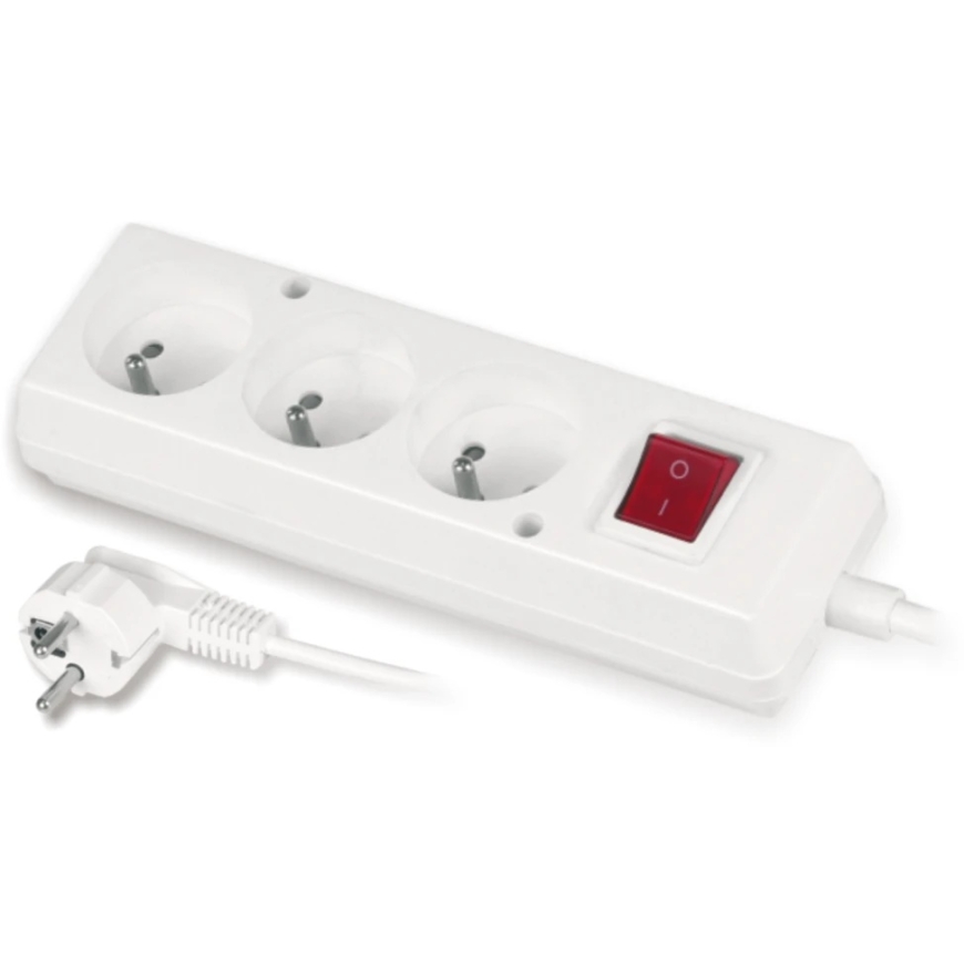 Plastrol Stationary Extension Cord with Triple Plug Socket