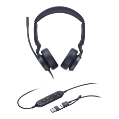 Yealink UH44 Dual Teams USB-C/A Kõrvaklapp Juhtmega ühendatud Peavõru Kontor/kõnekeskus USB Type-C / USB Type-A Must