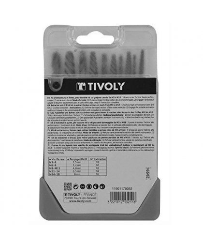 Breaking bolt extraction set 10pcs. (For M3-M18 screws) HSS TiN, Tivoly – 3
