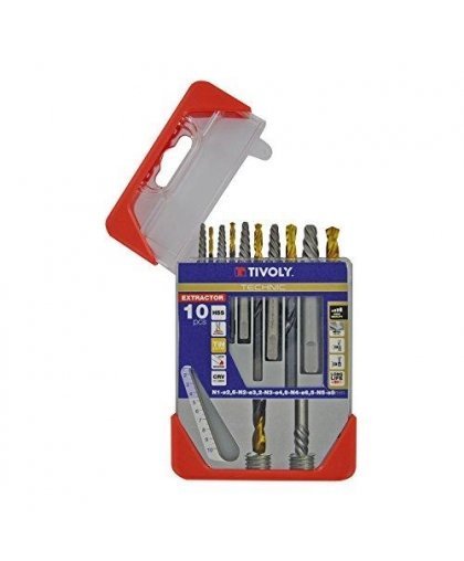 Breaking bolt extraction set 10pcs. (For M3-M18 screws) HSS TiN, Tivoly – 4