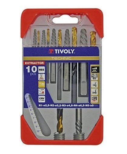 Breaking bolt extraction set 10pcs. (For M3-M18 screws) HSS TiN, Tivoly – 5