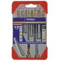 Breaking bolt extraction set 10pcs. (For M3-M18 screws) HSS TiN, Tivoly Breaking bolt extraction set 10pcs. (For M3-M18 screws) HSS TiN, Tivoly