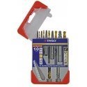 Breaking bolt extraction set 10pcs. (For M3-M18 screws) HSS TiN, Tivoly Breaking bolt extraction set 10pcs. (For M3-M18 screws) HSS TiN, Tivoly