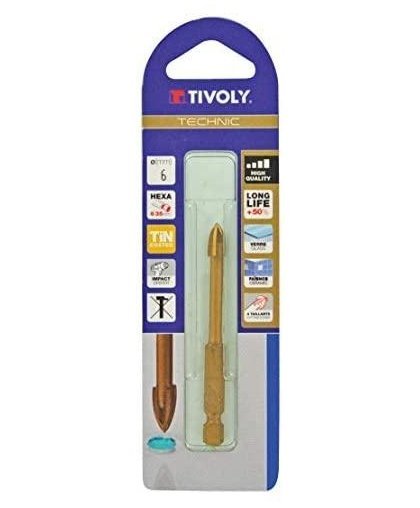 Tivoly Glass and ceramic drill, four edges, 1/4 "HEX shank, Ø8mm – 2