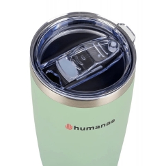 Termo puodelis - Humanas Fluo 600 ml Nerūsējošā Tērauda, Divslāņu, Neizlādošs - Zaļš