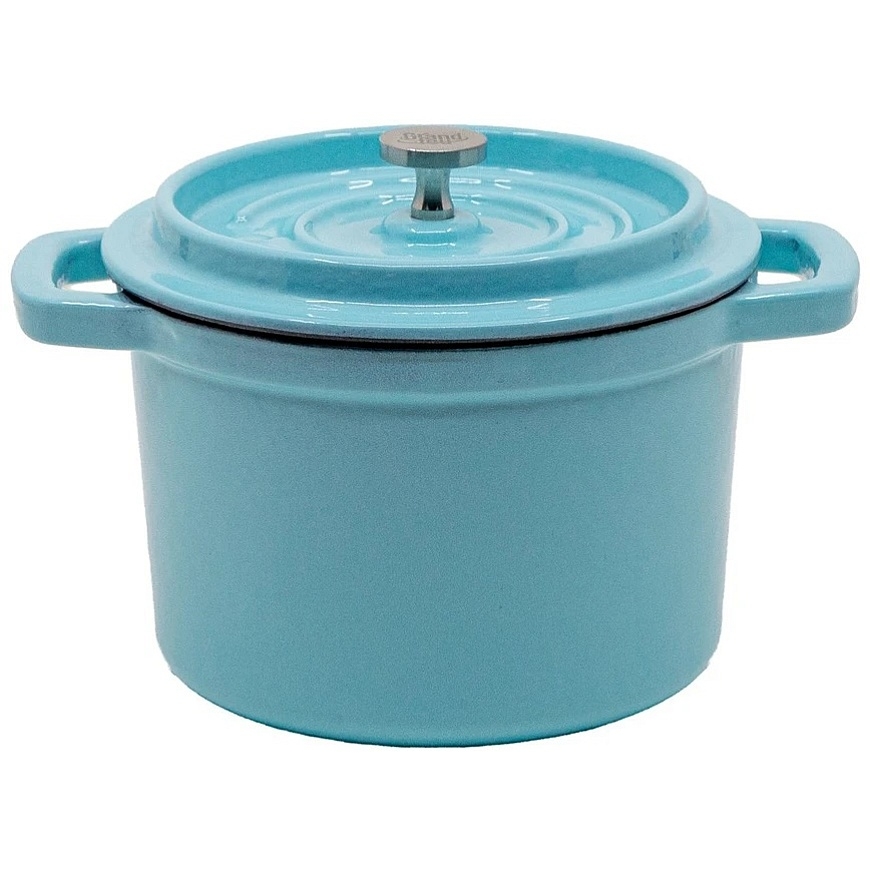 Sourcing Enamelled cast iron mini pot, light blue, 0.65 l.