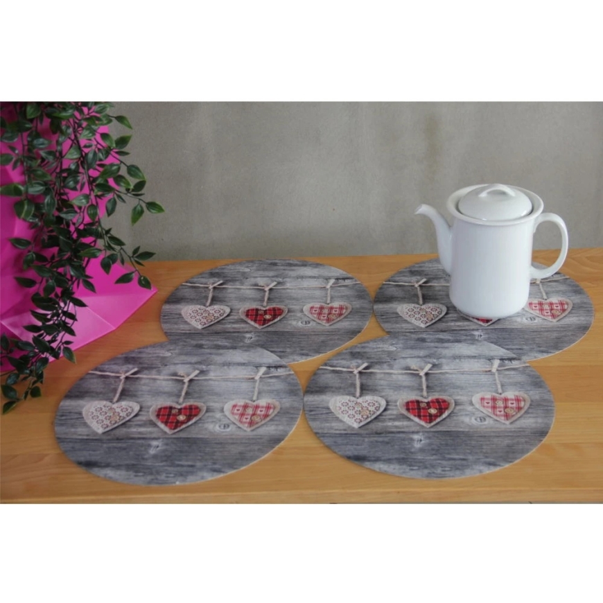 Bertoni 4D Round Table Mat Set - HEARTS – 4
