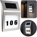 Lean Solar LED Wall Light with House Number Silver Lean Solar LED Wall Light with House Number Silver