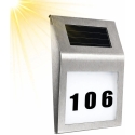 Lean Solar LED seinävalaisin talon numerolla hopea Lean Solar LED seinävalaisin talon numerolla hopea