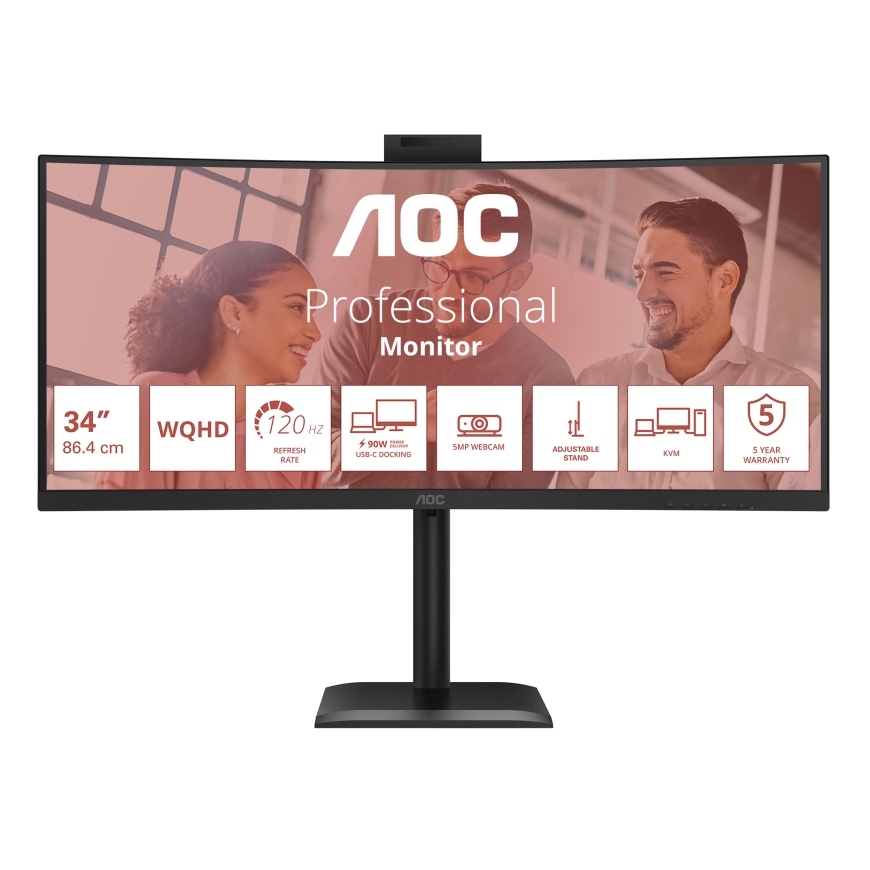AOC E4 CU34E4CW computer monitor 86.4 cm (34") 3440 x 1440 pixels UltraWide Quad HD LED Black – 2