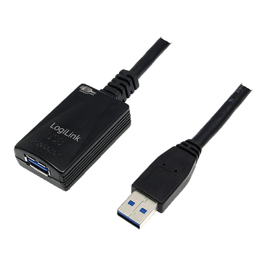 LogiLink 5.0m USB 3.0 M/F USB kabelis USB 3.2 Gen 1 (3.1 Gen 1) 5 m USB A Melns