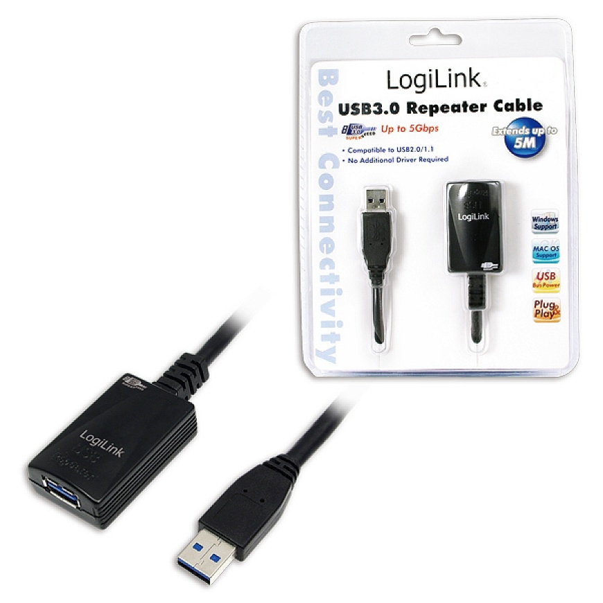 LogiLink 5.0m USB 3.0 M/F USB кабель USB 3.2 Gen 1 (3.1 Gen 1) 5 m USB A Черный – 2