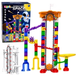Lean Toys Constructor with Ball Track and Lifting Mechanism, Multicolored, 56 × 44 cm, 153 pcs.